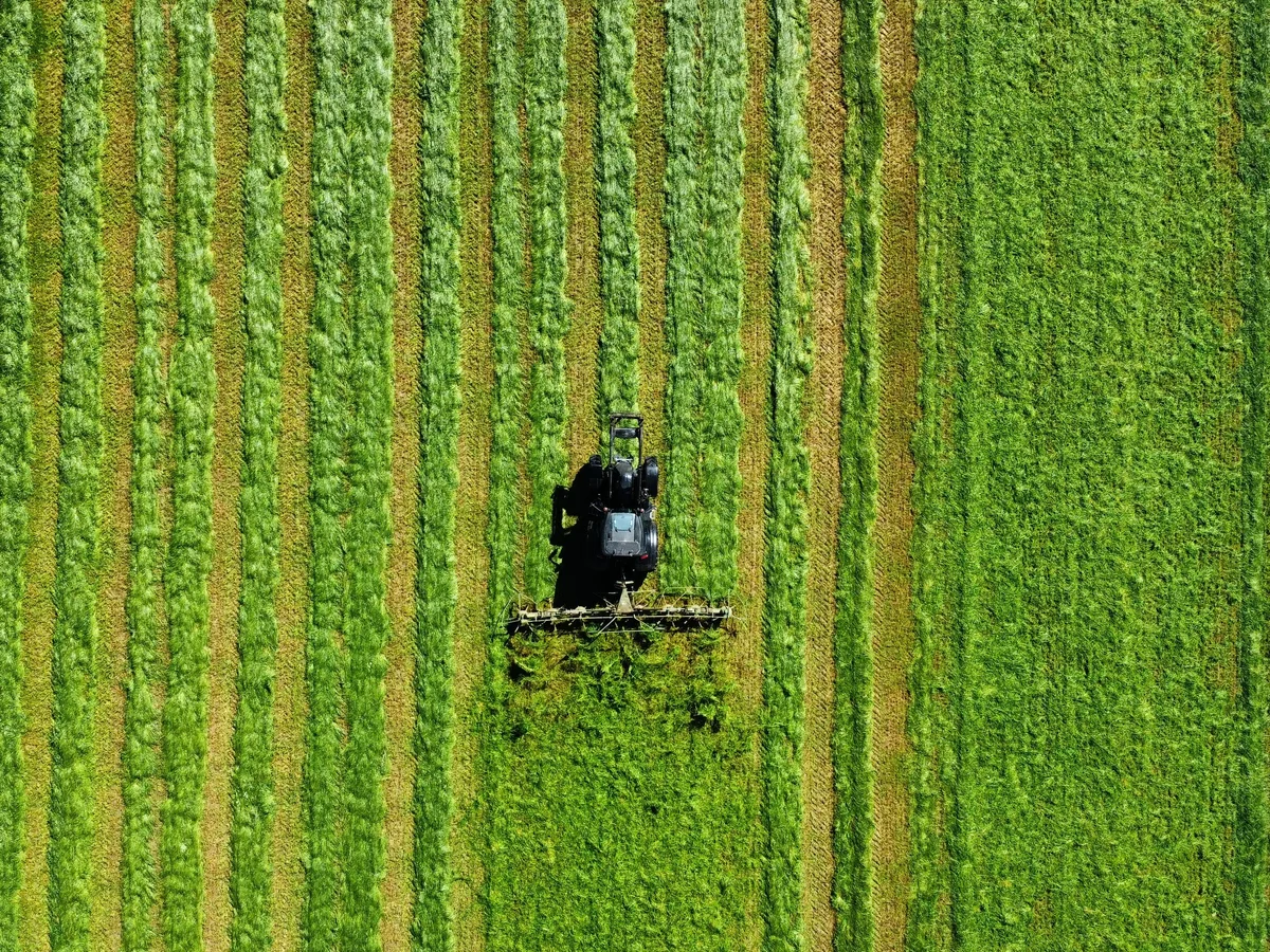 Tractor working in a California agricultural field
